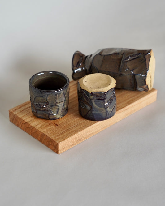 Faceted Tenmoku Sake Set