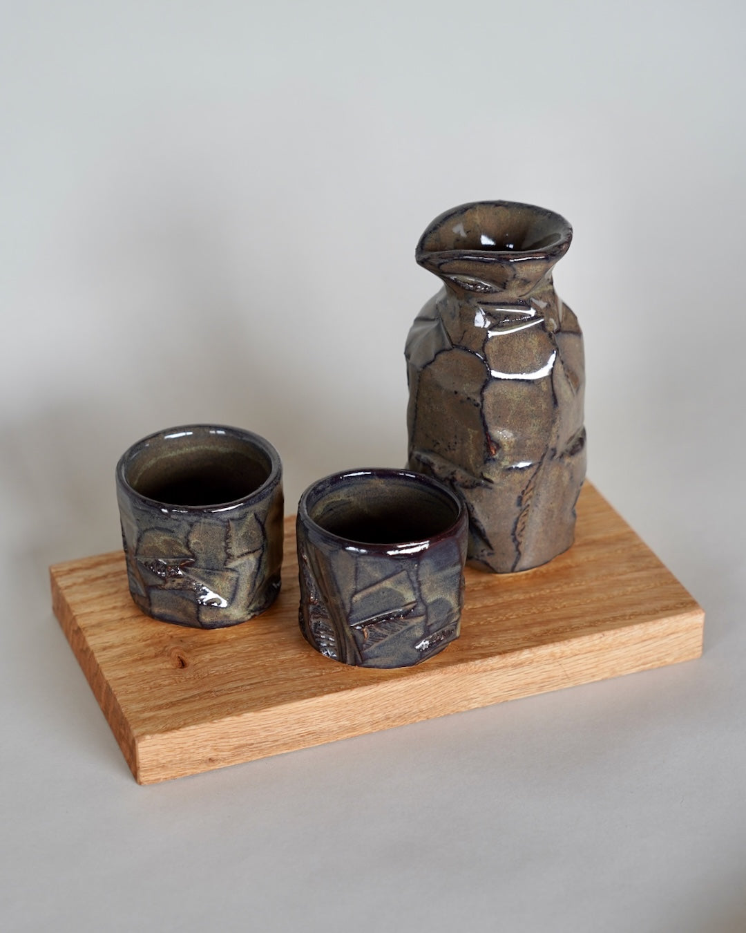 Faceted Tenmoku Sake Set