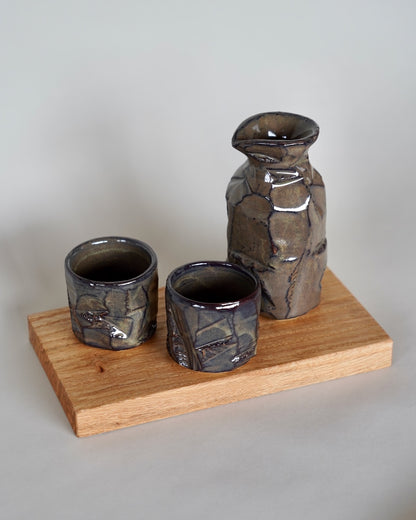 Faceted Tenmoku Sake Set